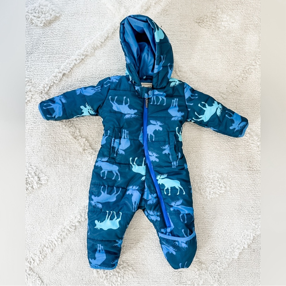 Hatley Blue Puffer Moose Snowsuit - 12-18 months - Picture 1 of 3